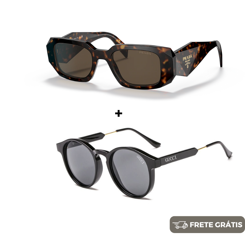 NOVEMBRO BLACK - 2 Óculos Unissex - Gucci | Prada - COMPRE 1 LEVE 2