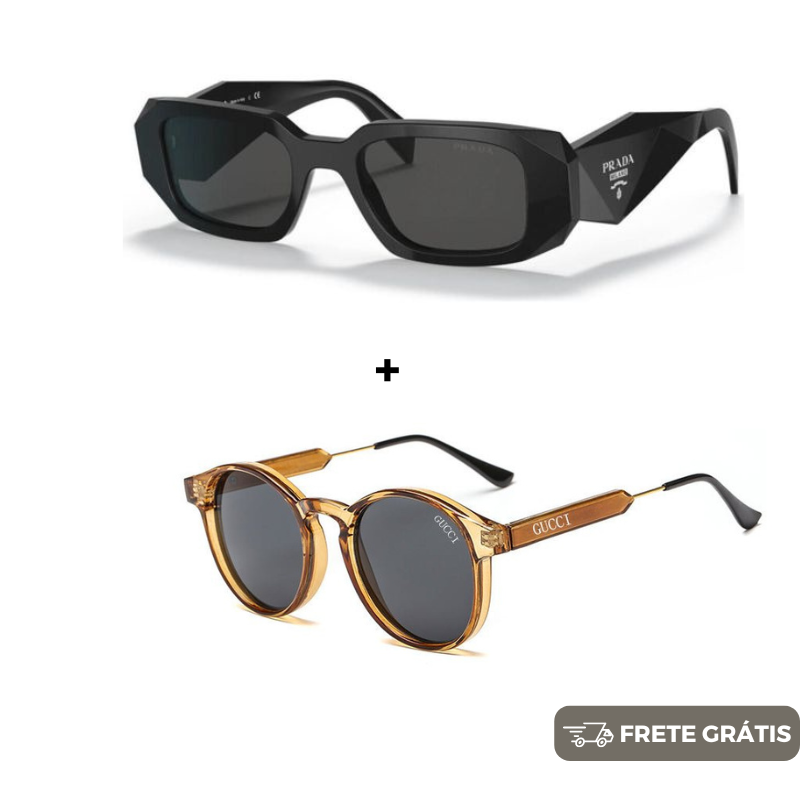 NOVEMBRO BLACK - 2 Óculos Unissex - Gucci | Prada - COMPRE 1 LEVE 2