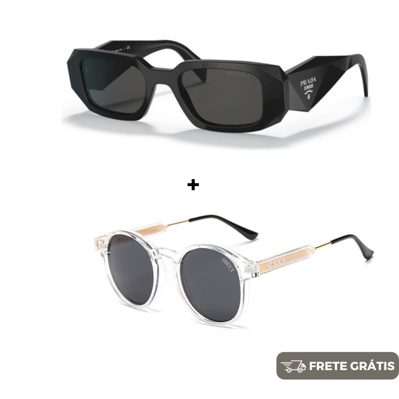 NOVEMBRO BLACK - 2 Óculos Unissex - Gucci | Prada - COMPRE 1 LEVE 2