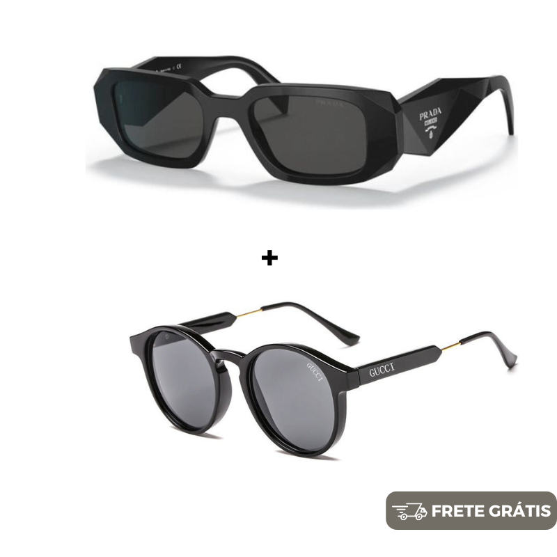 NOVEMBRO BLACK - 2 Óculos Unissex - Gucci | Prada - COMPRE 1 LEVE 2