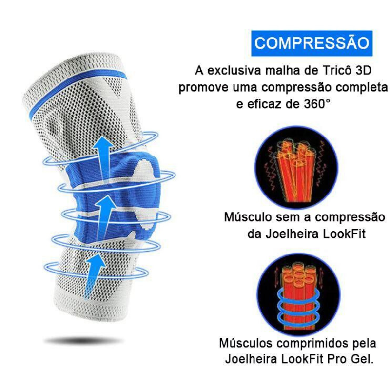 Joelheira de Pressão Pro Gel Ortopédica Amortecedor De Silicone