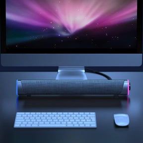 Caixa de Som Para PC 4D Night LED - Som Estéreo Com Subwoofer, Microfone e Bluetooth